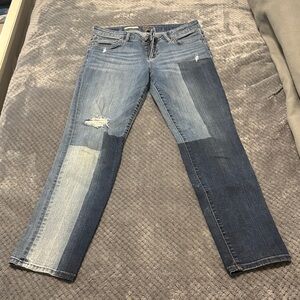 Kut Blue Patchwork Straight Leg Jeans